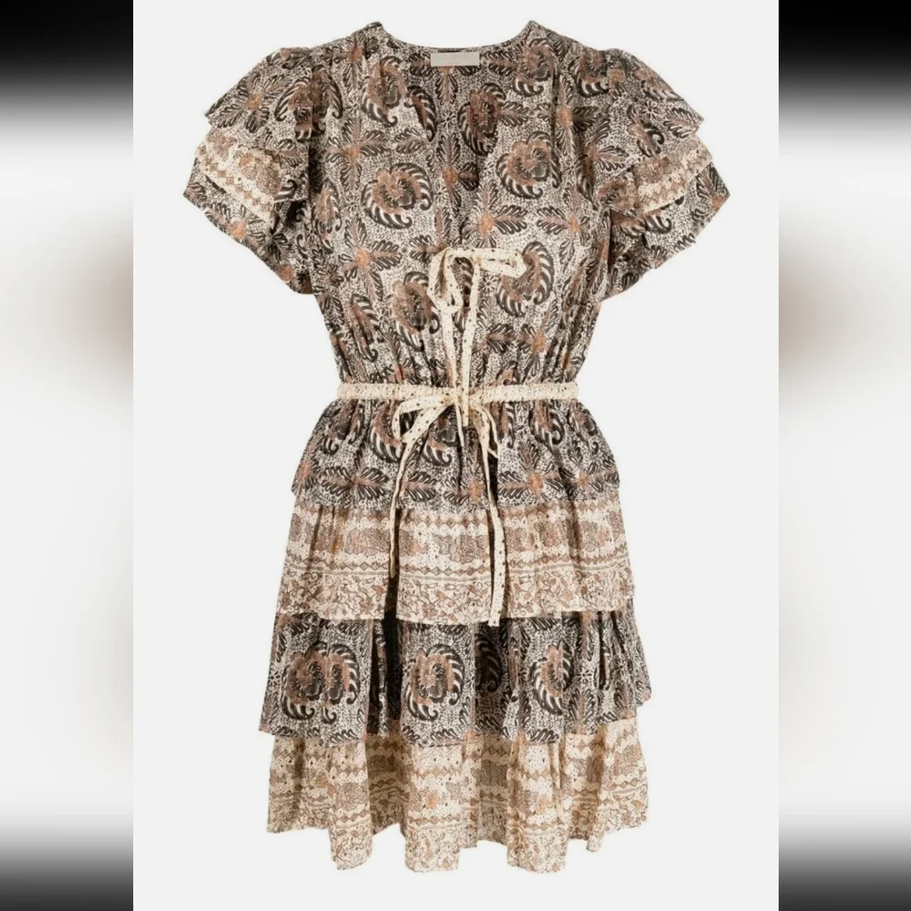 NWOT ULLA JOHNSON KAITLYN FLUTTER SLEEVE DRAWSTRING MINI DRESS IN YARROW - Picture 8 of 14